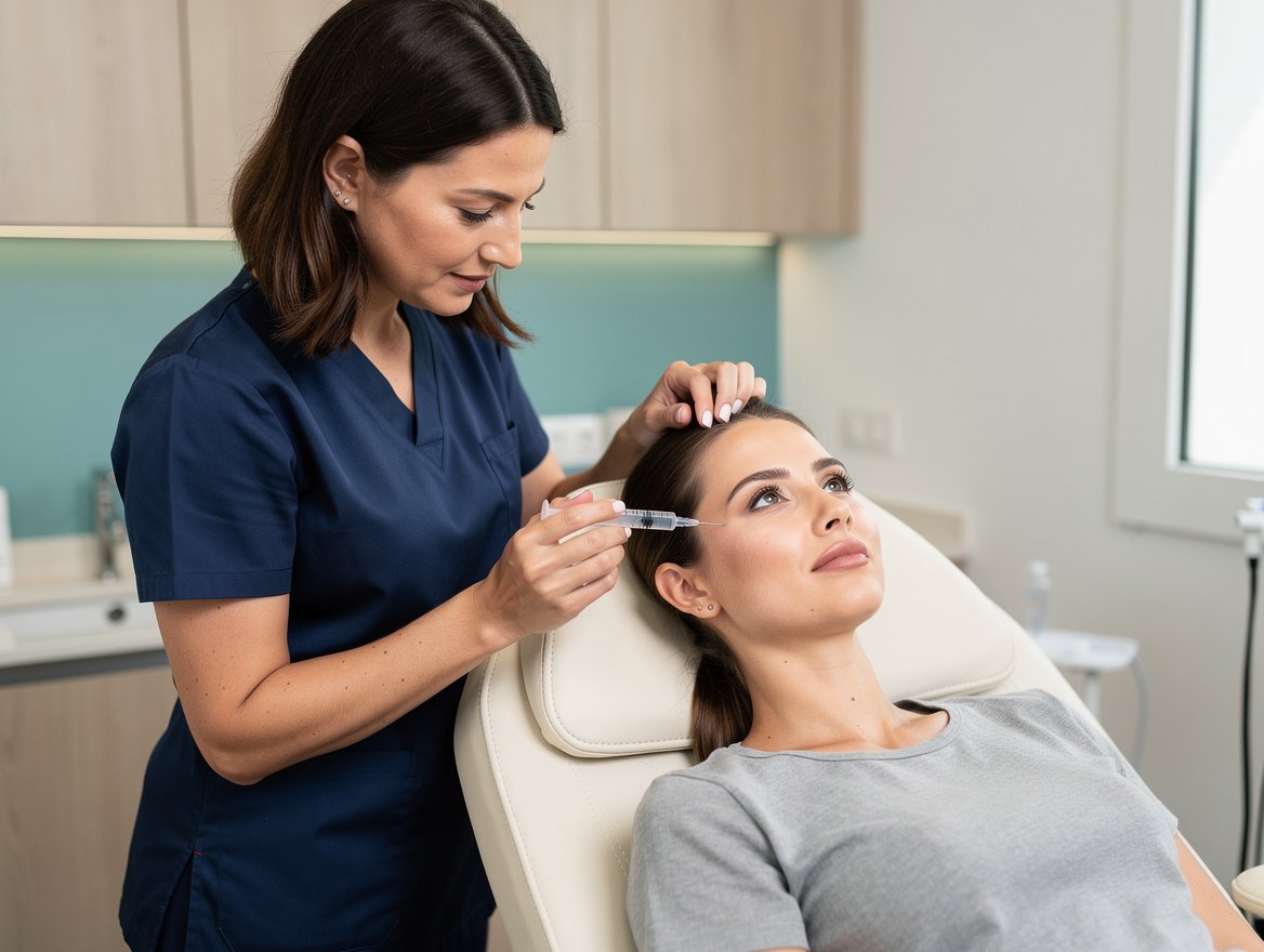 Medico durante un trattamento filler