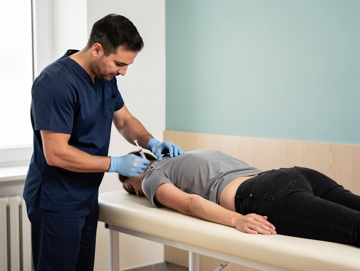 Professionista RMS Polimedical durante valutazione per ozonoterapia